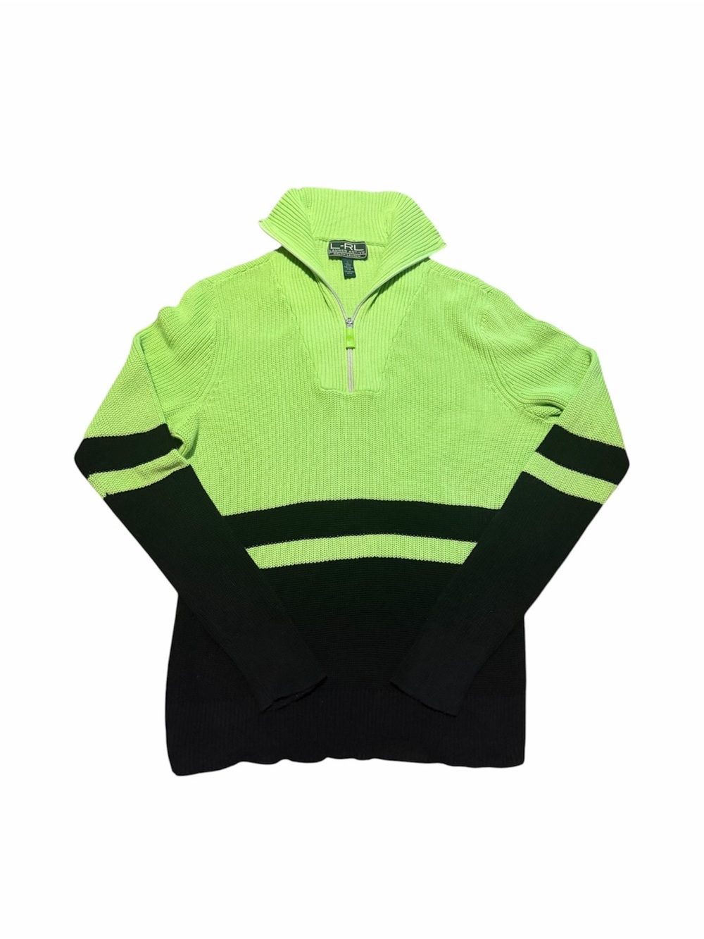 Vintage Lauren Ralph Lauren Y2K Quarter Zip Striped Sweater Cotton